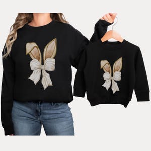Coquette Bunny Ears Sweatshirt, Cute Easter Bunny Shirt, Aesthetic Soft Girl Spring Outfit, Rabbit Sweatshirt, Pastel Easter Gift for Women