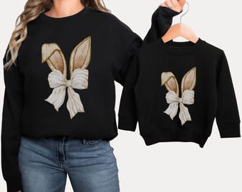 Coquette Bunny Ears Sweatshirt, Cute Easter Bunny Shirt, Aesthetic Soft Girl Spring Outfit, Rabbit Sweatshirt, Pastel Easter Gift for Women