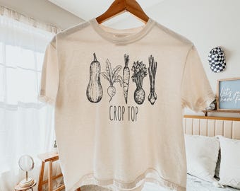 Comfort Colors® Funny Gardening Shirt, Garden Veggies Tee, Boxy Crop Top, Farmers Market Gift, Soft Vegetable Graphic T-Shirt, Cropped Shirt