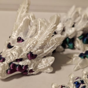 CINDERWING3D 3D printed Articulated Dragon, Iridescent Valentine's Light Heart Dragon,  Print on Demand