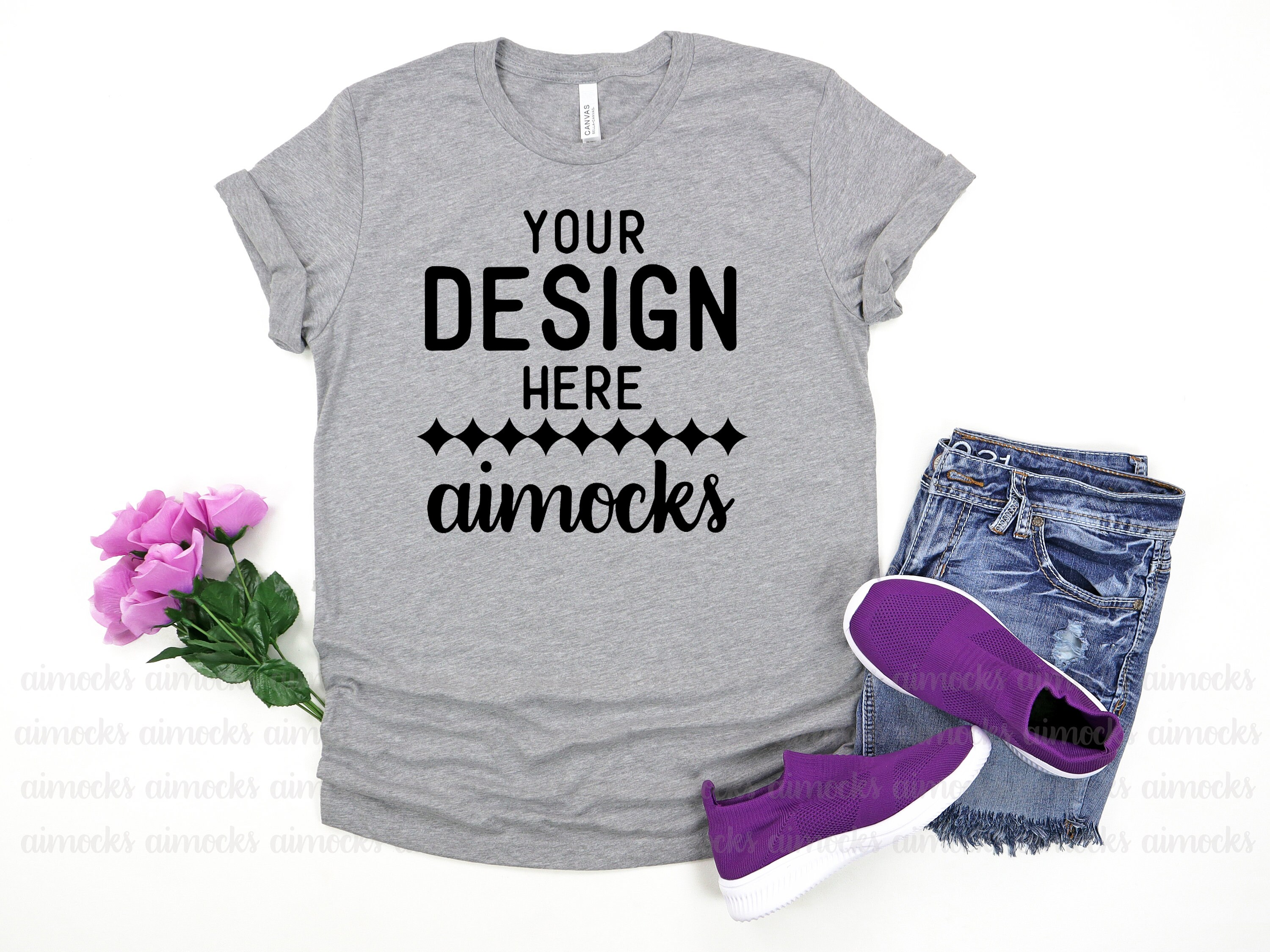 Athletic Heather Bella T-shirt Mockup 3001 Bella Tee Shirt | Etsy