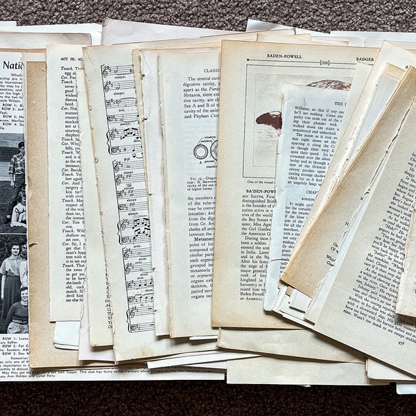 100 Vintage Book Pages Ephemera Paper Junk Journal Pages Old Paper Collage