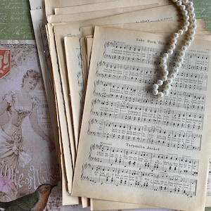 25 Vintage Music Pages, Sheet Music Bundle, Beautifully Aged  Paper, Junk Journal Music Pages, Scrapbook Music Ephemera,