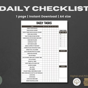 ACNH Daily Checklist | 2.0 Update | Daily Tracker | To Do List | Daily Guide | Daily Chart | Turnip Planner | Daily Tasks | Task Checklist
