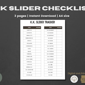 ACNH KK Slider Song Checklist | 2.0 Update | Digital Plan Gaming | Song Tracker | Kk Song Planner | Kk Song List | Kk Song Guide Kk Song PDF