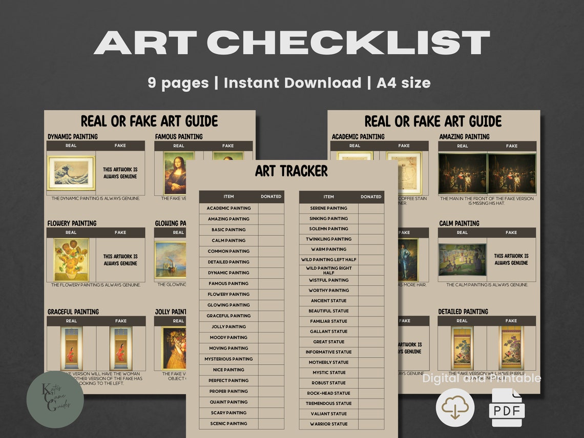 ACNH Art Checklist 2.0 Update Art Catalog Art PDF Painting List