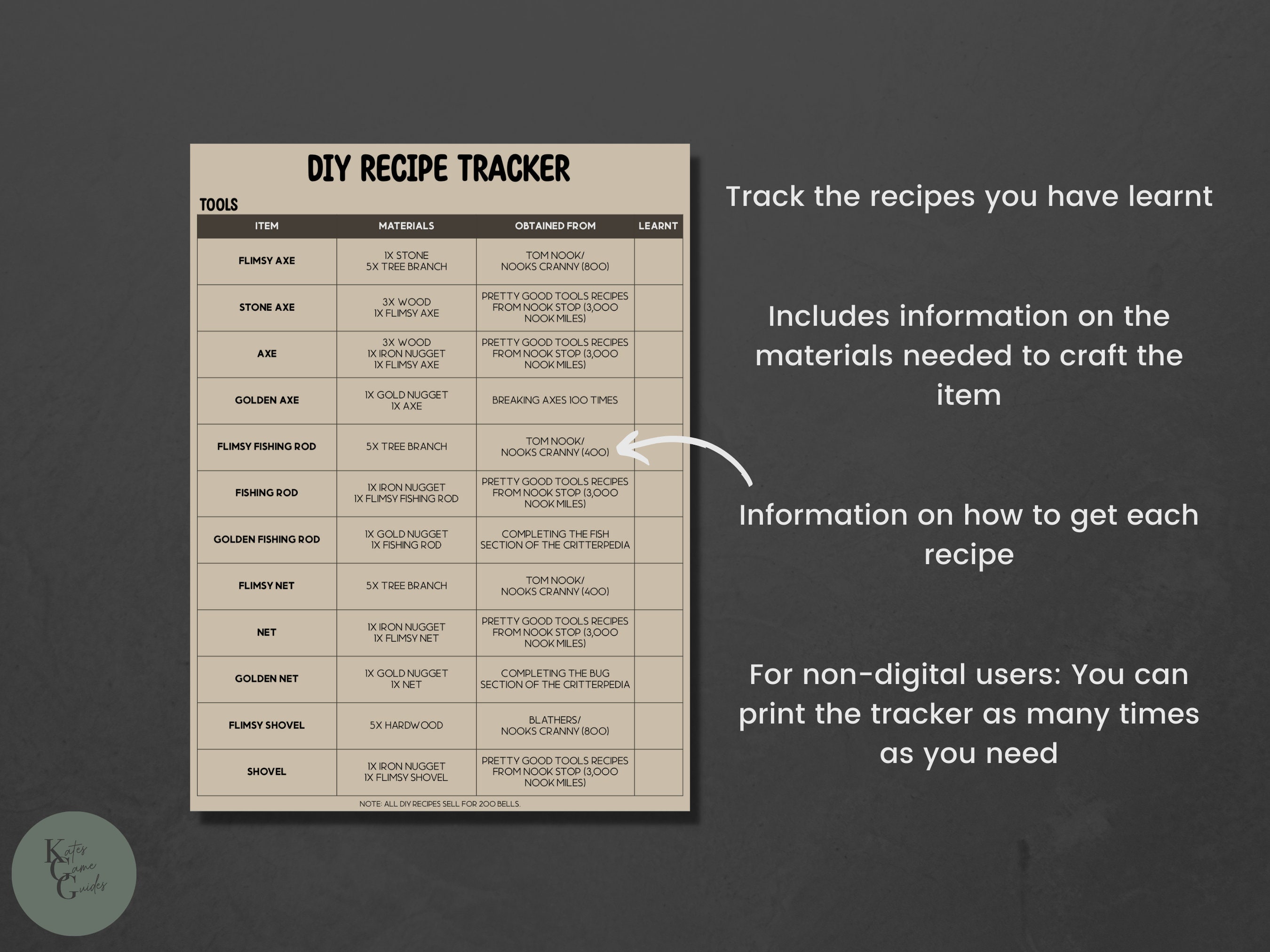 ACNH DIY Checklist 2.0 Update All Diy Recipes List Cooking DIY All