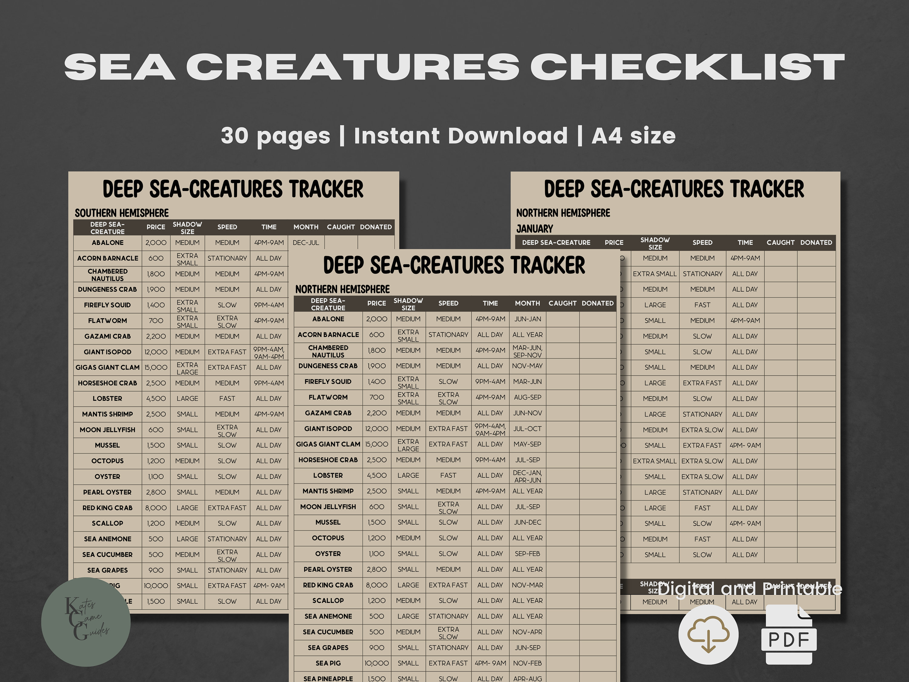 ACNH Sea Creatures List 2.0 Update Creature Catalog Creature