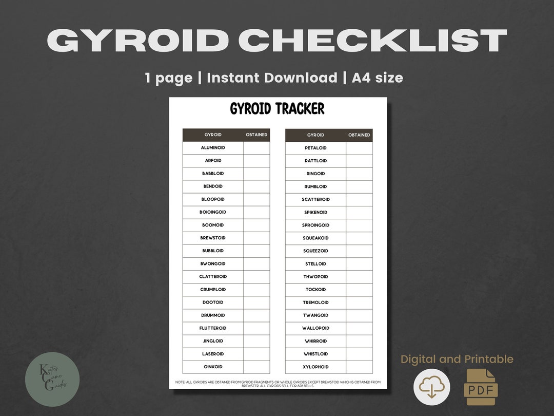 ACNH Gyroid Checklist 2.0 Update Gyroid Planner Gyroid List