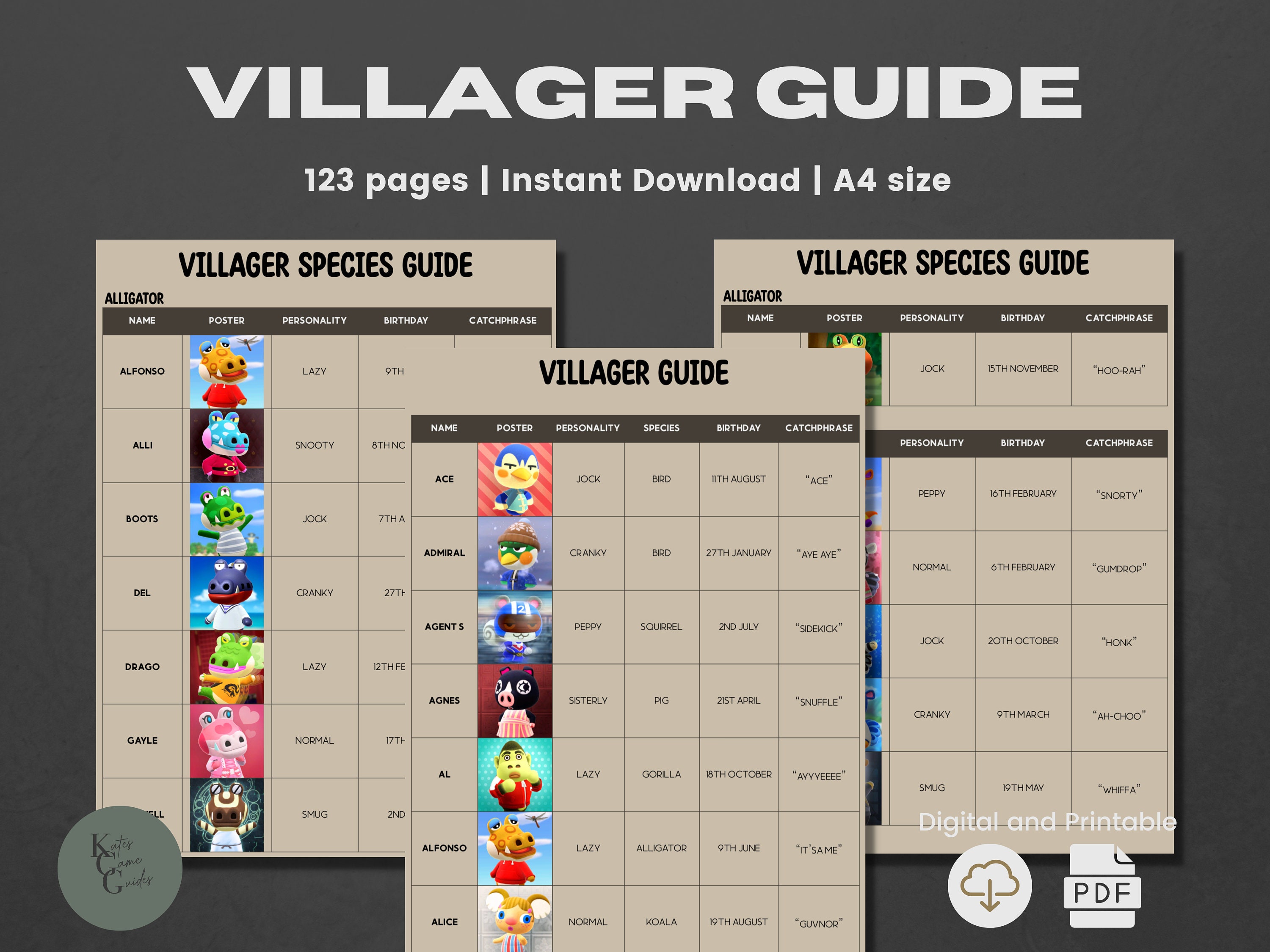 ACNH Villager Guide 2.0 Update Amibo List Villager Photo