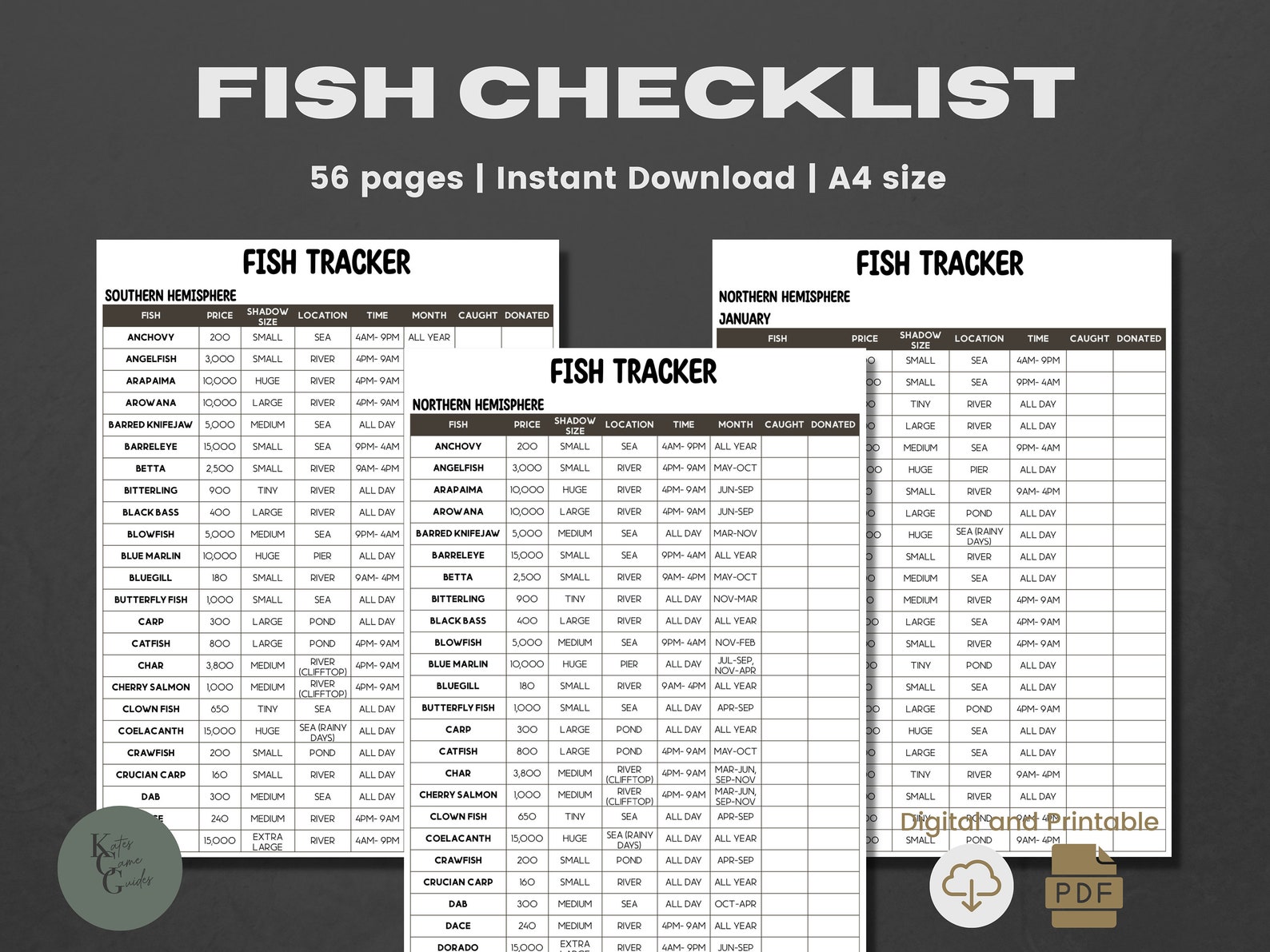 ACNH Fish Checklist 2.0 Update Fish Planner Fish Catalog Fish