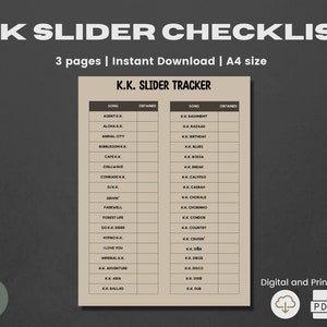 ACNH KK Slider Song Checklist | 2.0 Update | Digital Plan Gaming | Song Tracker | Kk Song Planner | Kk Song List | Kk Song Guide Kk Song PDF