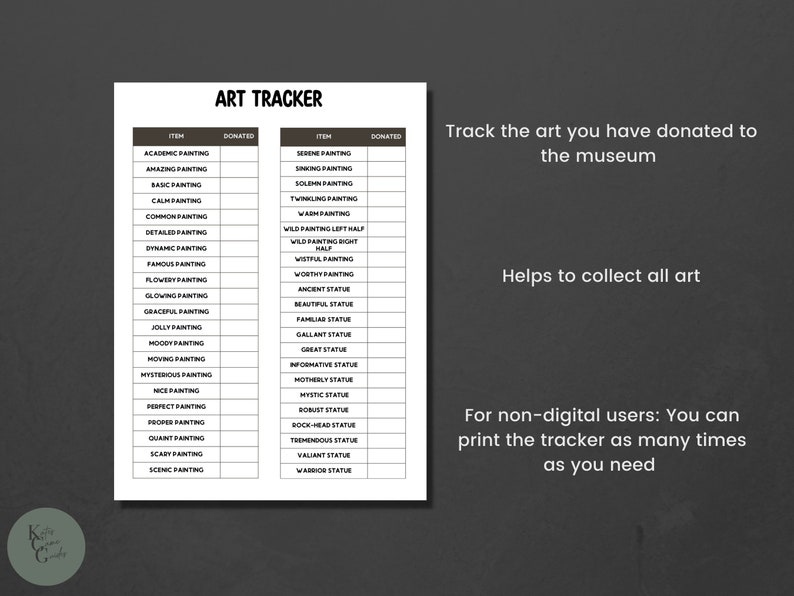 ACNH Art Checklist 2.0 Update Art Catalog Art PDF Painting List