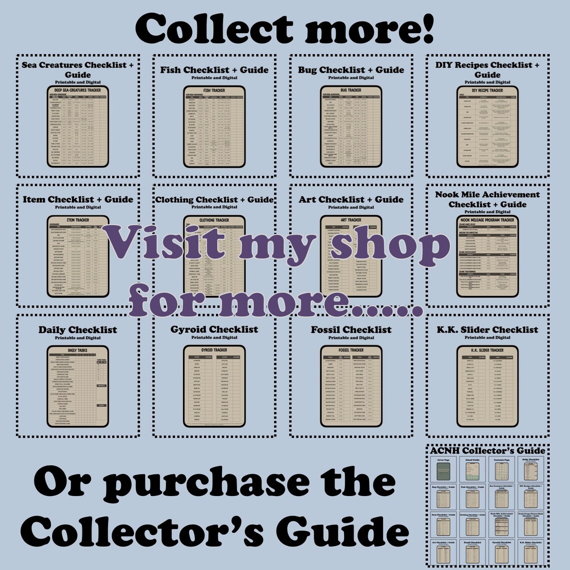 ACNH Fossil Checklist 2.0 Update Fossil List Fossil Etsy