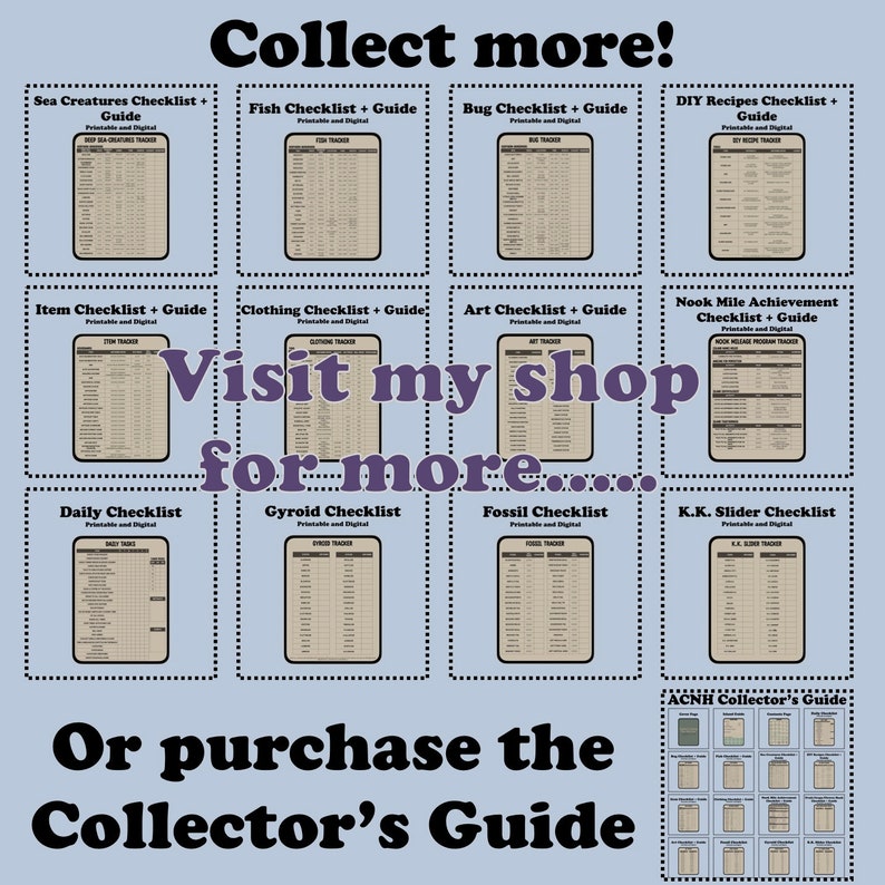 ACNH Fossil Checklist 2.0 Update Fossil List Fossil Etsy