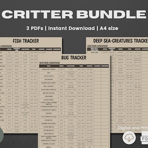 ACNH Critter Bundle | 2.0 Update | Bug Checklist | Fish Checklist | Sea Creature List | Bug Collection | Fish Collection Creature Collection