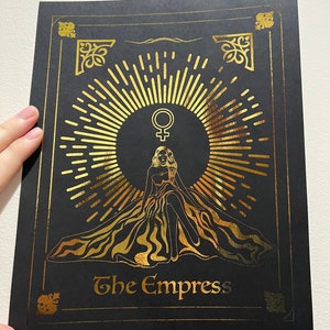 Affiche de Tarot sur papier cartonné noir - THE EMPRESS 8x10