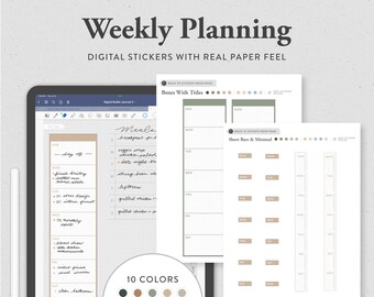 Wochenplanung Sticker | Digitales Stickerbuch für GoodNotes, Notability und andere digitale Planner