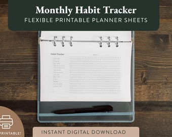 Monthly Habit Tracker: Printable Letter & Half-Letter (A5) Sheets for Printable Planners