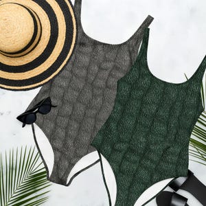 Kaiju Scales One-Piece Swimsuit - Gray Green or Green