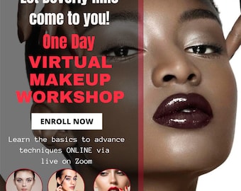 One Day Live Zoom Makeup Lesson, Makeup Artist - Makeup School, Makeup Training, Beauty Course for Makeup Enthusiast or Everyday Women