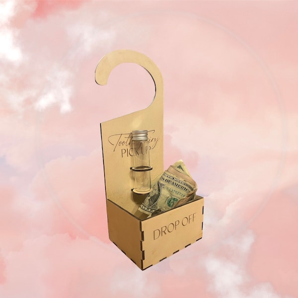 TOOTH FAIRY Door Hanger with Bottle Holder and Money Box Below SVG for Laser Use