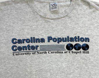 Vintage Carolina Population Center T Shirt UNC Chapel Hill XXL Single Stitch USA