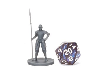 City Guard with Spear DnD Miniature (Shorter), 3D Printed Guard Miniature, DnD NPC Miniature, DnD Royal Guard, Security Guard