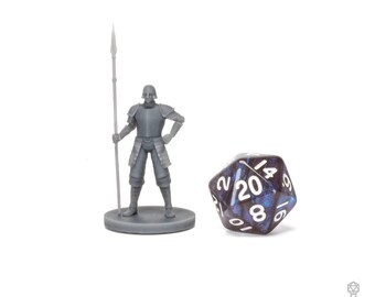 City Guard with Spear DnD Miniature (Taller), 3D Printed Guard Miniature, DnD NPC Miniature, DnD Royal Guard, Security Guard