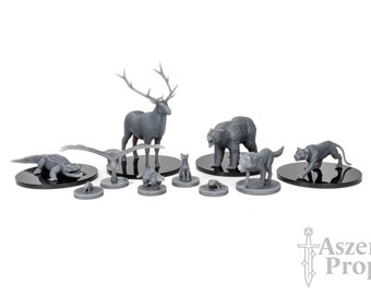 Beast Druid Dnd Minis (Set of 10) Druid Wild Shape DnD Minis, Ranger Companion Dnd Minis, Elk DnD Mini, Bear DnD Mini, Wolf DnD Mini, Eagle