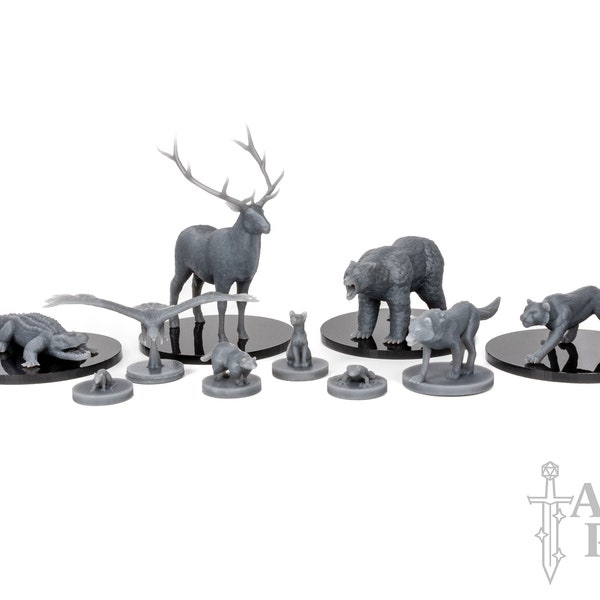 Beast Druid Dnd Minis (Set of 10) Druid Wild Shape DnD Minis, Ranger Companion Dnd Minis, Elk DnD Mini, Bear DnD Mini, Wolf DnD Mini, Eagle