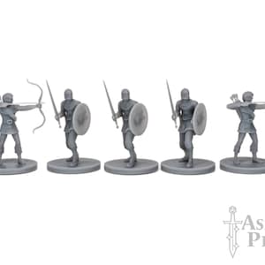 Town Guards DnD Miniatures (Set of 5) 3D Printed Guard Miniatures, DnD NPC Miniatures, DnD Village Guards, 28mm DnD Miniatures, TTRPG Guards