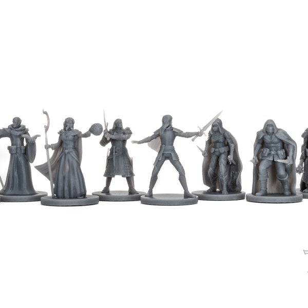 Player Adventurer DnD Miniatures (Set of 10) DnD Mini Bulk Lot 28mm, Fighter Miniature, Rogue Miniature, Wizard Mini, Cleric Mini, Bard Mini