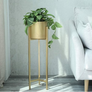 90cm Gold Metal Plant Stand with Flower Pot Holder Corner Shelving Rack Indoor Display