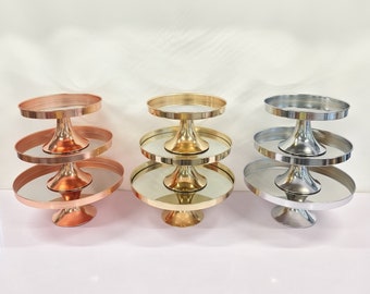 Gold Rose Gold Silver 25/30/35cm Mirror Top Cake Stands Rack Cake Holder Wedding Birthday Party Decor