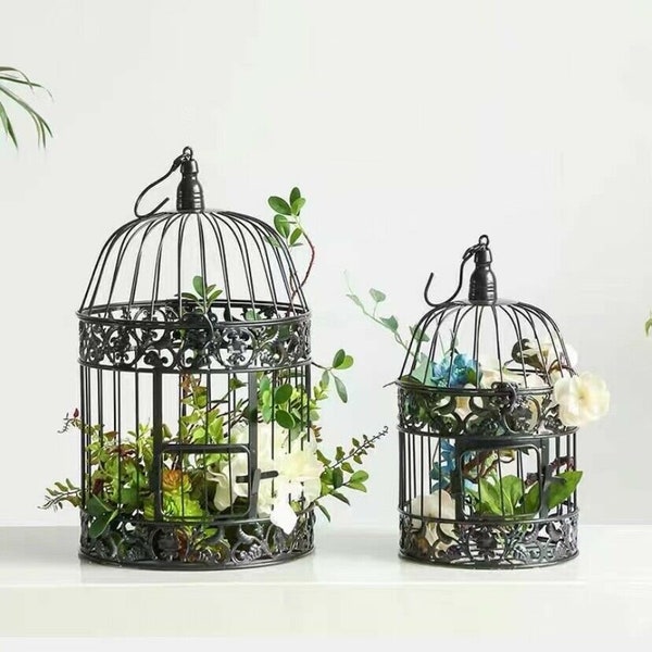 Bird Cage Wishing Well Alternative For Wedding Money Gift Round Metal Birdcage White Gold Black