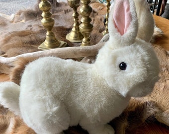 Nostalgic White Charmco Bunny - Stuffed Animal Plush Bunny -  Exclusively for Charmco 1985 - Polyester Fiber - Realistic Easter Bunny 12x12