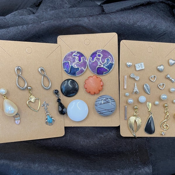 Bulk Earring Lot! 36 Single and Paired Earrings for Pierced Ears. 4 Pairs in this Lot! Wearable Craft lot. Repurpose, Upcycle, Create!