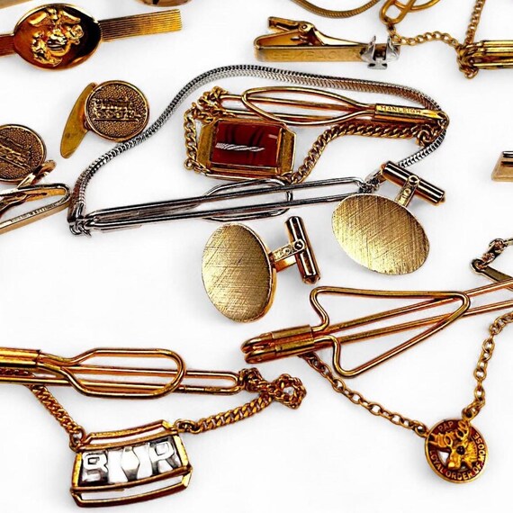 Tie Clips & Cufflinks Bulk Set - Single Loop Tie … - image 9