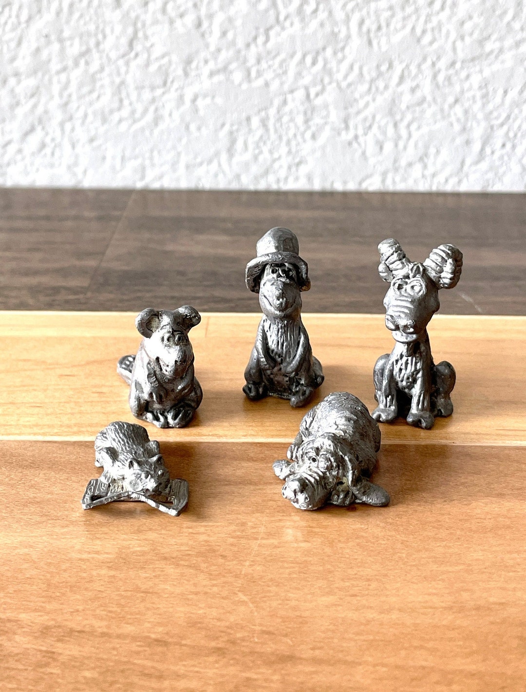 Vintage Pewter Animals Small Solid Pewter Figurine Set. Small Etsy