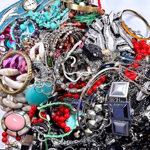 Jewelry Destash Lot: 7+ lbs Upcycled Jewelry and Craft Pieces for DIY