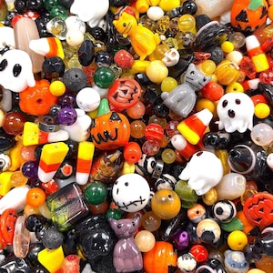 Halloween Bead Mix: Upcycled Gemstone, Crystal and Glass - Over 4 oz Per Bag