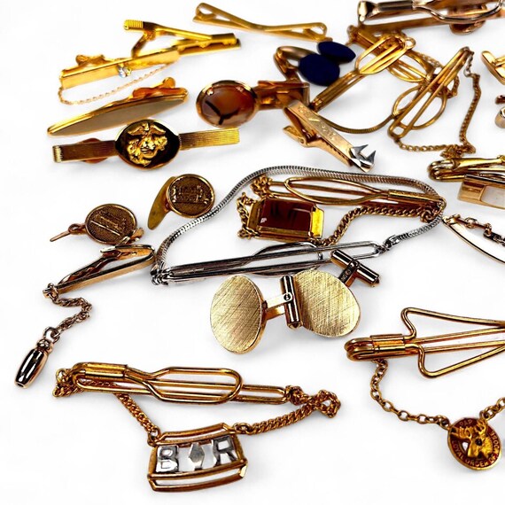 Tie Clips & Cufflinks Bulk Set - Single Loop Tie … - image 13