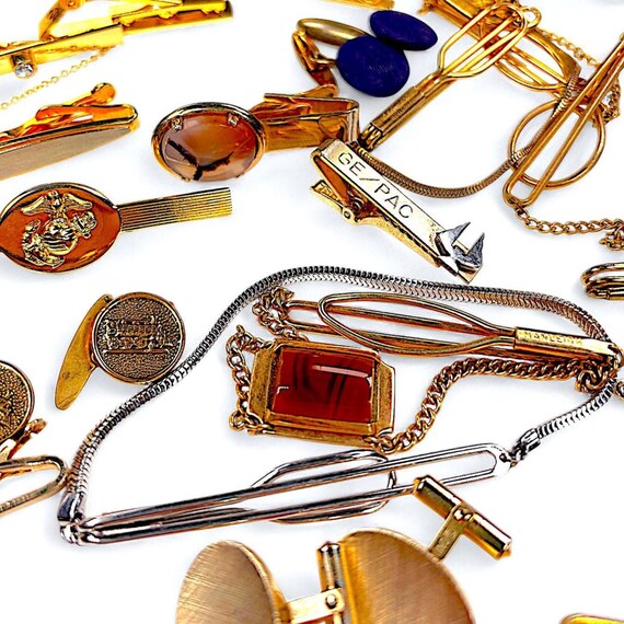Tie Clips & Cufflinks Bulk Set - Single Loop Tie … - image 3