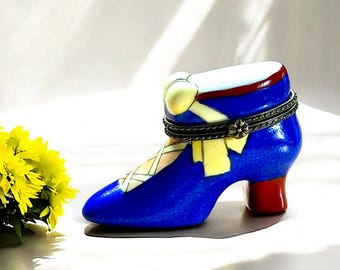 ヴィンテージの靴型記念品ボックス - ミニブルーの小物入れ - Etsy 日本