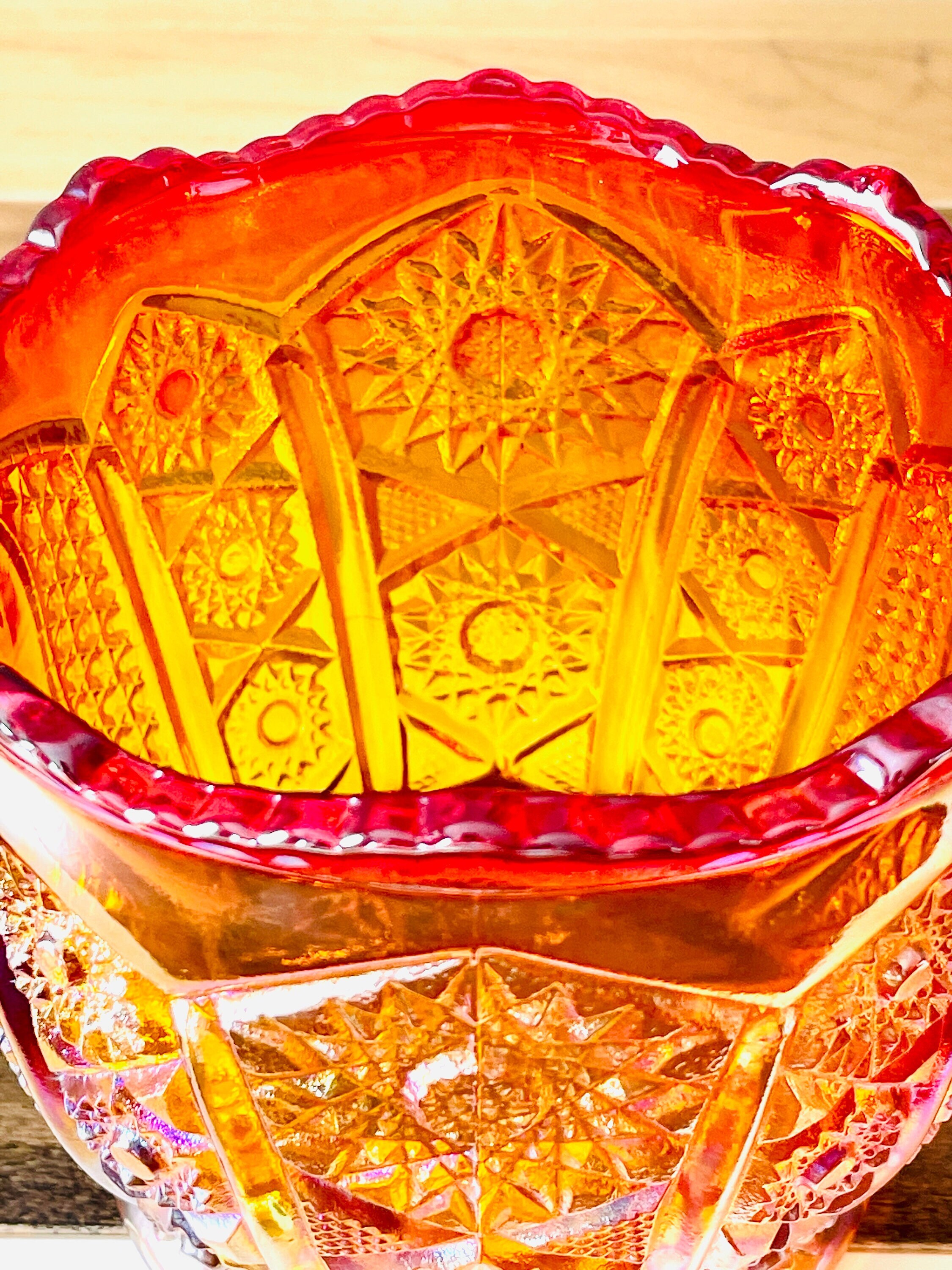 Indiana Carnival Glass Sugar Bowl. Iridescent Red Sunset Etsy Australia
