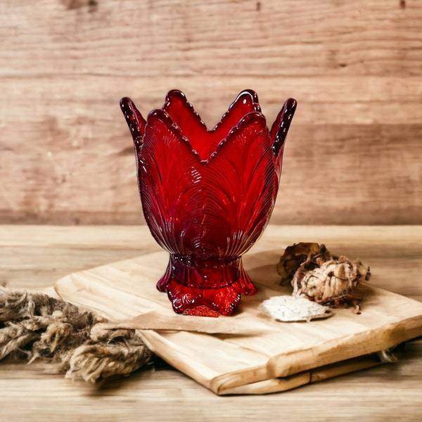 Fenton Tulip Votive or Taper Candle Holder in Stunning Ruby Red Glass! Unique Gift Idea!