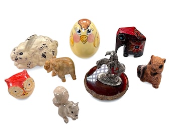 Miniature Animal Lot - 8 Mini Figurines - Newer and Vintage - Upcycled