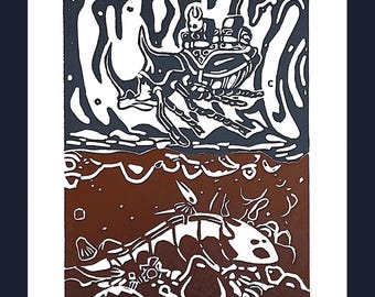 Travelers Of Hallownest Linocut Print