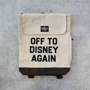 Off To The Parks Again Backpack Natural Green Faux Leather Walt Mickey Magic Kingdom World Epcot Gift Adult Vintage Travel Vacation Capsule